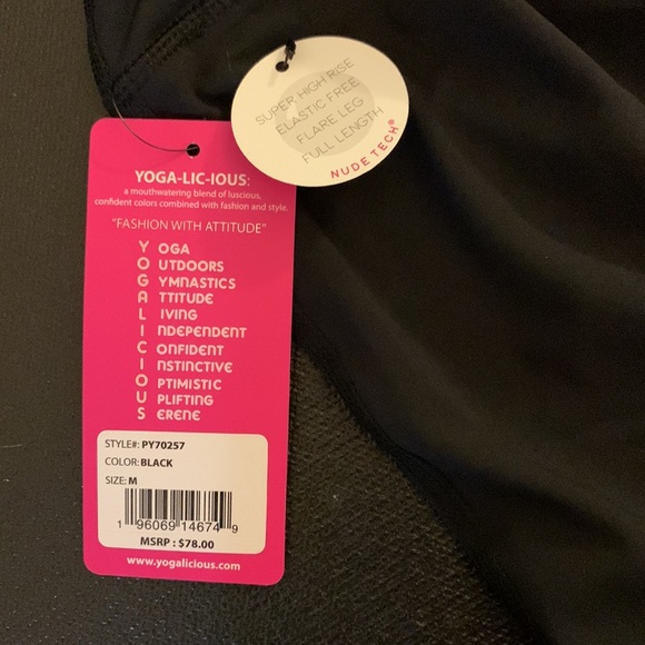 NWT Yogalicious Super High Rise Elastic Free Flare Slit Front Leg-M - Picture 6 of 8